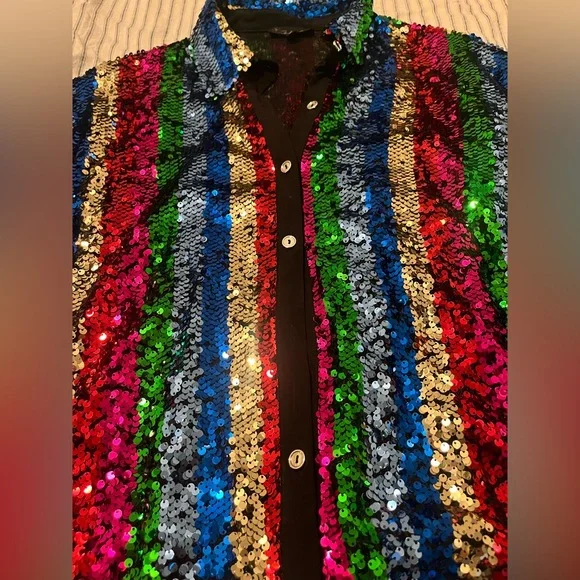 Multicolor Sequin Long Sleeve Dress - Picture 6 of 7